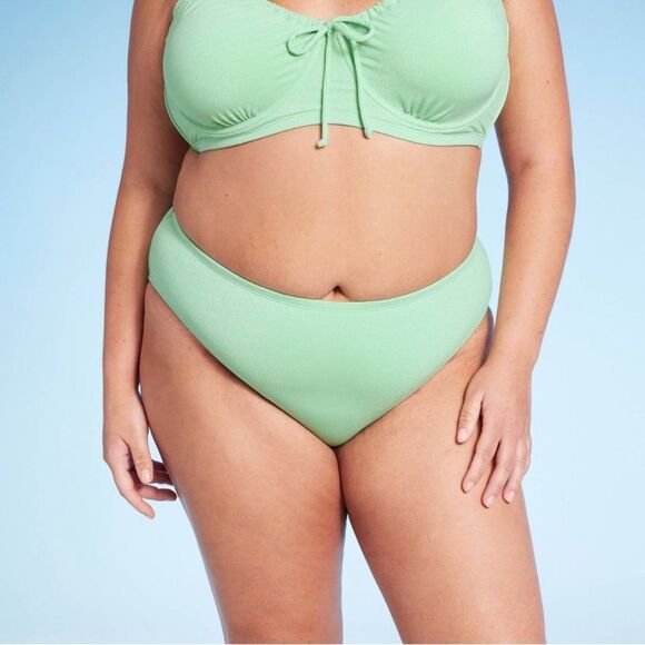 NWT Wild Fable 1X Mid-Rise Medium Seat Coverage Pistachio Green Bikini Bottom - Picture 1 of 8